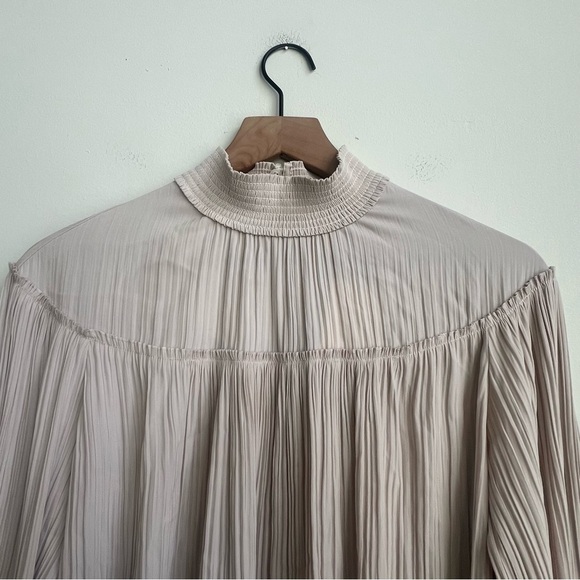 NWT A.L.C. Tessa Pleated Pullover Top Bell Sleeve Turtleneck Pink Tint Peasant - Picture 9 of 16